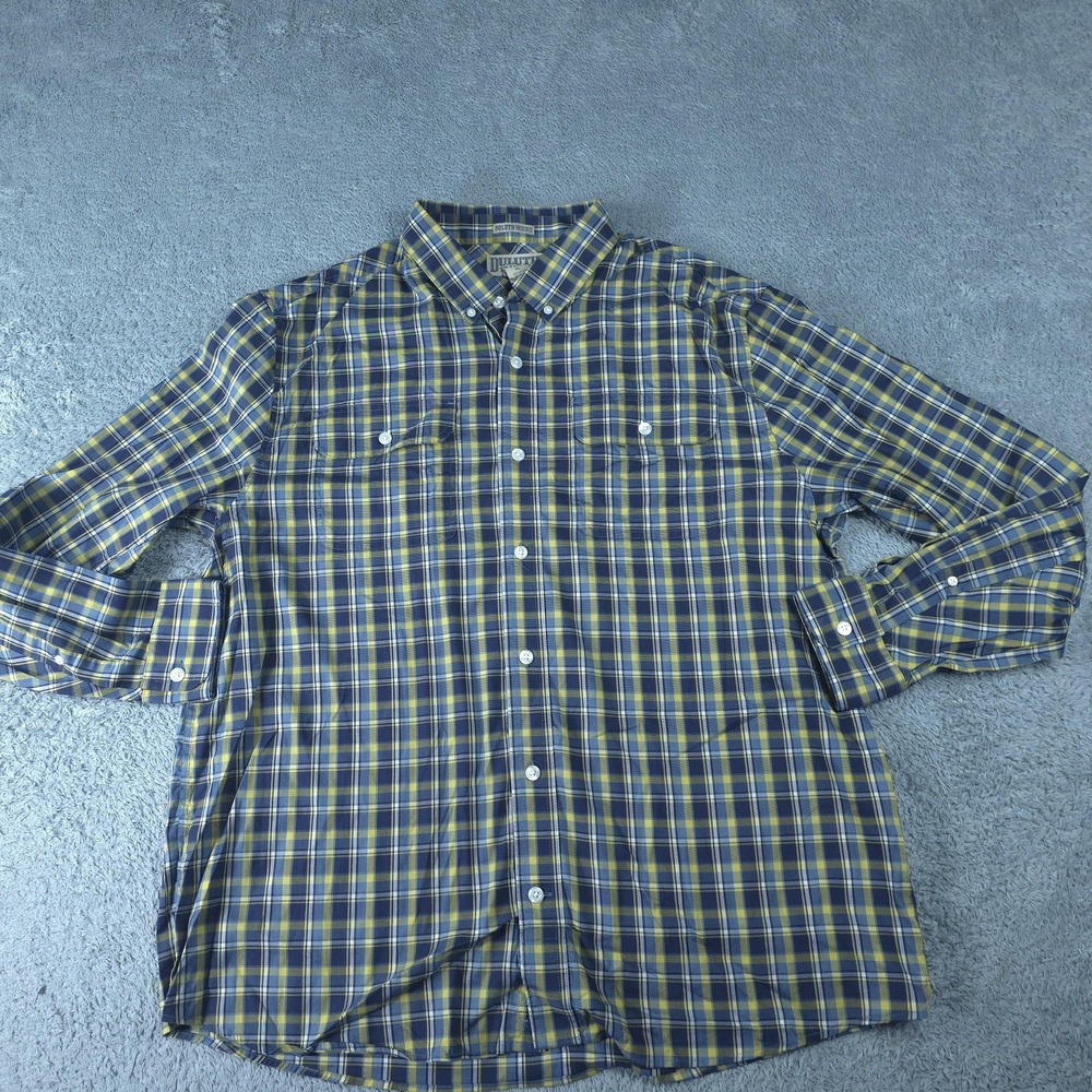 Duluth Trading Co Shirt Mens XL Blue Plaid Long Sleeve Button Up Stretch Casual